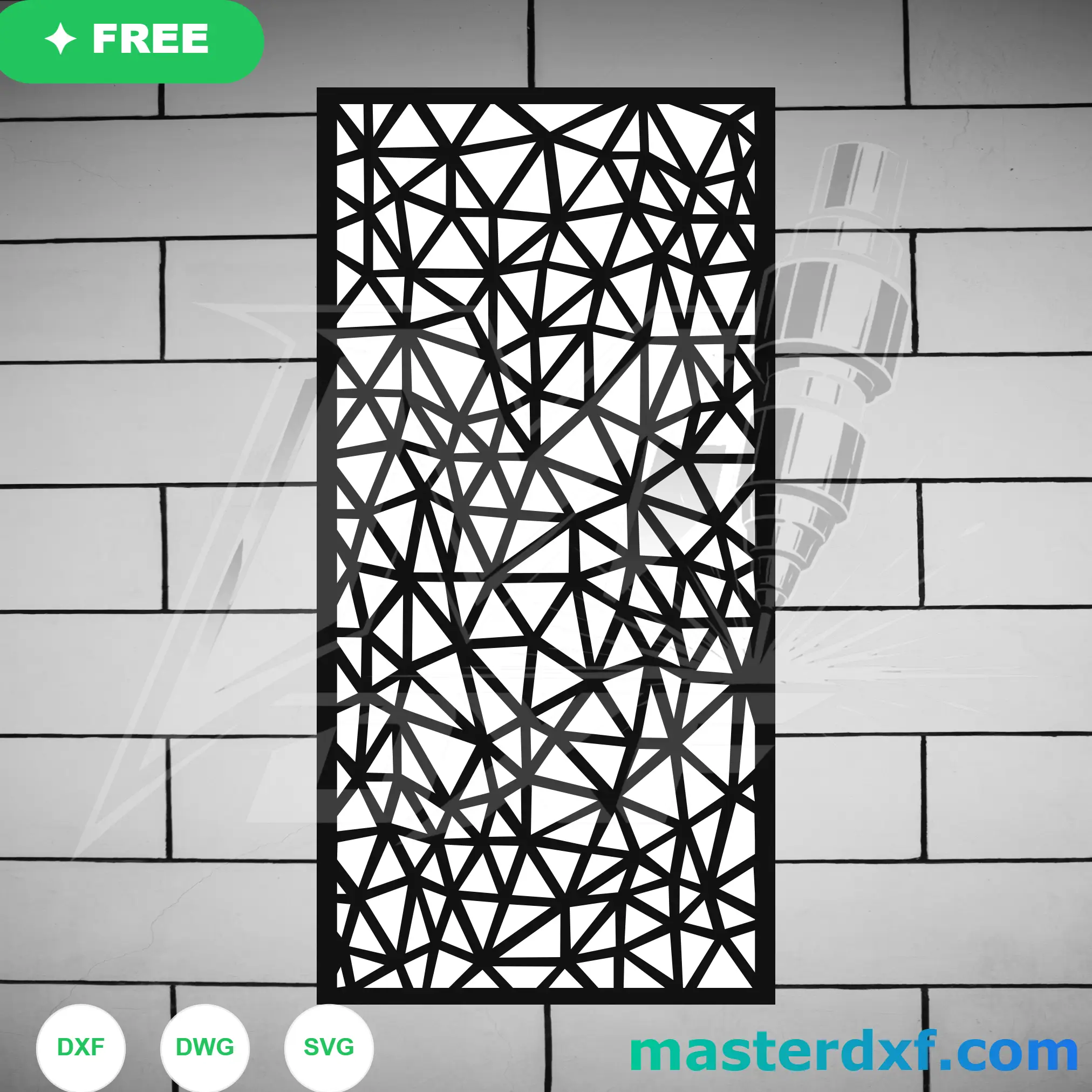 Fractured Triangle Mesh DXF Pattern for Artistic Screens DXF File